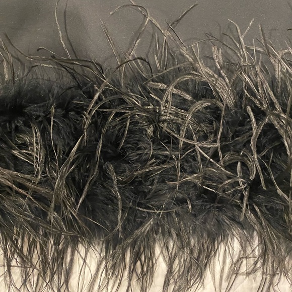 “For This Moment” Black Dress with Faux Feather Trim - Picture 3 of 4